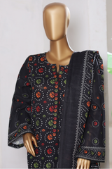 Bin Saeed Stitched 3 Piece Exclusive Printed Khaddar Vol-15 Collection'2025-WK-2655-black