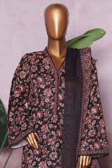 Bin Saeed Stitched 3 Piece Exclusive Printed Khaddar Vol-07 Collection'2025-WK-2453-Brown