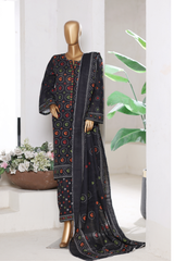 Bin Saeed Stitched 3 Piece Exclusive Printed Khaddar Vol-15 Collection'2025-WK-2655-black