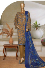 Bin Saeed Stitched 3 Piece Exc Printed Lawn Vol-05 Collection'2025-NSM-2351-brown