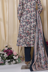 Bin Saeed Stitched 3 Piece Printed Frocks Khaddar Collection'2025-fr-1299-brown