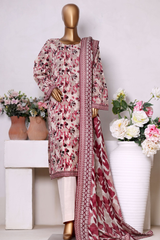 Bin Saeed Stitched 3 Piece Exclusive Printed Khaddar Vol-13 Collection'2025-WK-2634-PINK