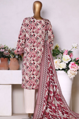 Bin Saeed Stitched 3 Piece Exclusive Printed Khaddar Vol-13 Collection'2025-WK-2634-PINK