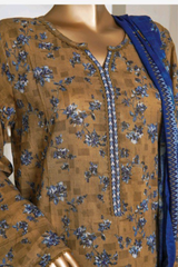 Bin Saeed Stitched 3 Piece Exc Printed Lawn Vol-05 Collection'2025-NSM-2351-brown