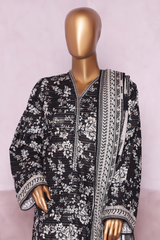 Bin Saeed Stitched 3 Piece Exclusive Printed Khaddar Vol-07 Collection'2025-WK-2454-black