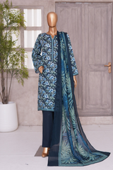 BIN SAEED PRINTED LAWN 3 PC COLLECTION 2025-26,BLUE