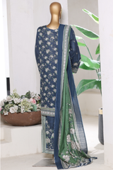 Bin Saeed Stitched 3 Piece Exclusive Printed Khaddar Vol-15 Collection'2025-WK-2656-dark blue