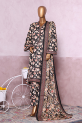 Bin Saeed Stitched 3 Piece Exclusive Printed Khaddar Vol-07 Collection'2025-WK-2455-brown