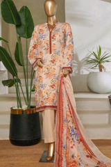 Bin Saeed Stitched 3 Piece Exc Printed Lawn Vol-05 Collection'2025-NSM-2352-cream