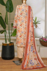 Bin Saeed Stitched 3 Piece Exc Printed Lawn Vol-05 Collection'2025-NSM-2352-cream