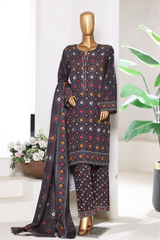 Bin Saeed Stitched 3 Piece Exclusive Printed Khaddar Vol-15 Collection'2025-WK-2657-black