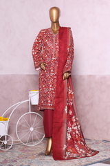 Bin Saeed Stitched 3 Piece Exclusive Printed Khaddar Vol-07 Collection'2025-WK-2441-Red