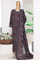 Bin Saeed Stitched 3 Piece Exclusive Printed Khaddar Vol-15 Collection'2025-WK-2657-black
