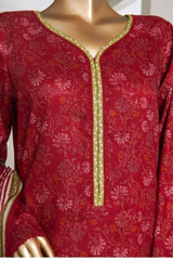 Bin Saeed Stitched 3 Piece Exc Printed Lawn Vol-05 Collection'2025-NSM-2341-red