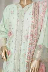 Binsaeed luxury plain cotton with embroidered dupatta d07