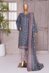 BIN SAEED PRINTED LAWN 3 PC COLLECTION 2025-26,GREY