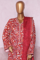 Bin Saeed Stitched 3 Piece Exclusive Printed Khaddar Vol-07 Collection'2025-WK-2441-Red