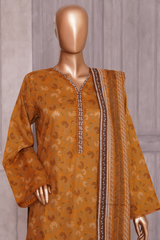 BIN SAEED PRINTED LAWN 3 PC COLLECTION 2025-26,PEACH