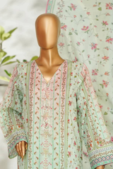 Bin Saeed Stitched 3 Piece Exclusive Printed Lawn Vol-01 Collection'2026-LSM-2710 FEROZI GREEN