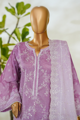 Bin Saeed Stitched 3 Piece Luxury White & White Emb Collection'2026-NSM-2565