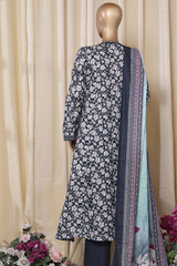 Bin Saeed Stitched 3 Piece Printed Frocks Khaddar Collection'2025-fr-1303-Blue