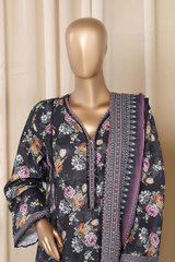 Bin Saeed Stitched 3 Piece Printed Frocks Khaddar Collection'2025-fr-1305-Black