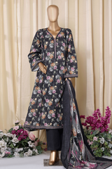 Bin Saeed Stitched 3 Piece Printed Frocks Khaddar Collection'2025-fr-1305-Black