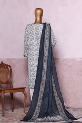 Bin Saeed Stitched 3 Piece Exclusive Printed Khaddar Vol-07 Collection'2025-WK-2444-White