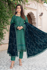 Premium Peach Collection Embroidered Shirt With Embroidered Micro Velvet Shawl D-02