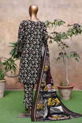 Bin Saeed Stitched 3 Piece Exclusive Printed Khaddar Vol-05 Collection'2025-WK-2401-Black