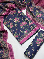 Bin Saeed Printed Lawn Unstitched 3 Piece Suit - D-69