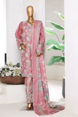 Bin Saeed Stitched 3 Piece Exclusive Printed Khaddar Vol-15 Collection'2025-WK-2662-pink