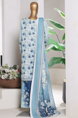 Bin Saeed Stitched 3 Piece Exclusive Printed Khaddar Vol-15 Collection'2025-WK-2663-light blue