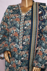 Bin Saeed Stitched 3 Piece Exclusive Printed Khaddar Vol-07 Collection'2025-WK-2447-blue