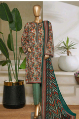 Bin Saeed Stitched 3 Piece Exc Printed Lawn Vol-05 Collection'2025-NSM-2342-green
