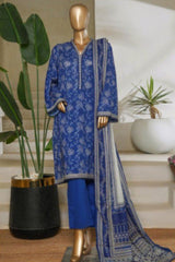 Bin Saeed Stitched 3 Piece Exc Printed Lawn Vol-06 Collection'2025-NSM-2483-blue