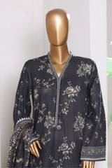Bin Saeed Stitched 3 Piece Exclusive Printed Khaddar Vol-15 Collection'2025-WK-2665-black