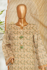Bin Saeed Stitched 3 Piece Exclusive Printed Lawn Vol-01 Collection'2026-LSM-2708 BROWN