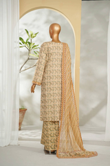 Bin Saeed Stitched 3 Piece Exclusive Printed Lawn Vol-01 Collection'2026-LSM-2708 BROWN