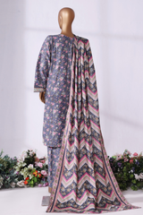 Bin Saeed Stitched 3 Piece Exclusive Printed Khaddar Vol-08 Collection'2025-WK-2524-Grey