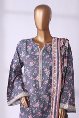 Bin Saeed Stitched 3 Piece Exclusive Printed Khaddar Vol-08 Collection'2025-WK-2524-Grey