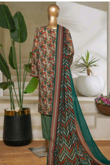 Bin Saeed Stitched 3 Piece Exc Printed Lawn Vol-05 Collection'2025-NSM-2342-green