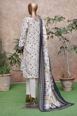 Bin Saeed Stitched 3 Piece Exclusive Printed Khaddar Vol-05 Collection'2025-WK-2405-WHITE