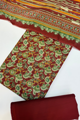 Bin Saeed Printed Khaddar Unstitched 3 Piece Suit - BS25KHD -Red- Winter Collection