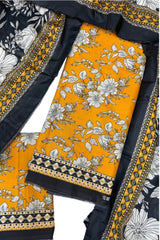 Bin Saeed Digital Printed Cotton Cambric Unstitched 3 Piece Suit - Design-6 - BS25DCC - Yellow - Summer Collection