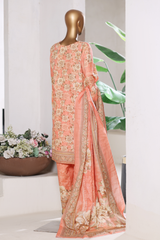 Bin Saeed Stitched 3 Piece Exclusive Printed Khaddar Vol-15 Collection'2025-WK-2667-peach