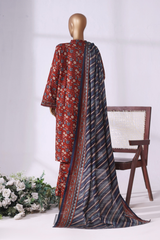 Bin Saeed Stitched 3 Piece Exclusive Printed Khaddar Vol-08 Collection'2025-WK-2526-brown