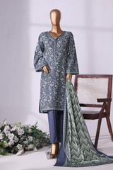 Bin Saeed Stitched 3 Piece Exclusive Printed Khaddar Vol-08 Collection'2025-WK-2527-blue