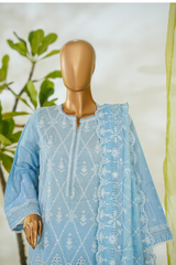 Bin Saeed Stitched 3 Piece Luxury White & White Emb Collection'2026-NSM-2551