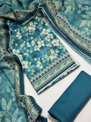 Bin Saeed Printed Lawn Unstitched 3 Piece Suit - D-74